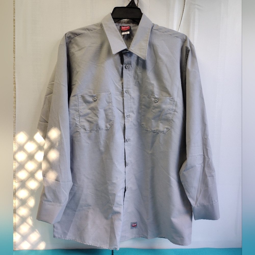 Red Kap Men's Long Sleeve Industrial Work Shirt with Mesh Gray - Size XL